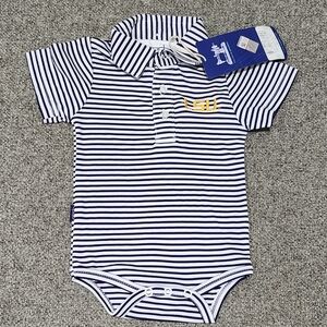 Striped Navy and White Kids One Piece